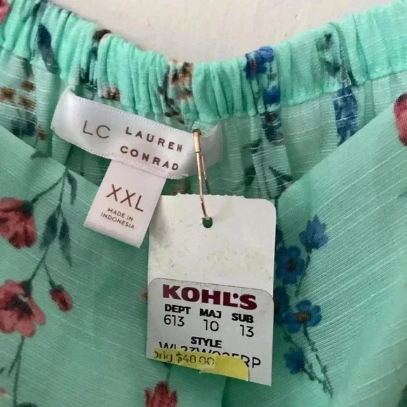 NWT Lauren Conrad All Over Floral Print Button Up Blouse Balloon Sleeve XXL - Picture 3 of 5